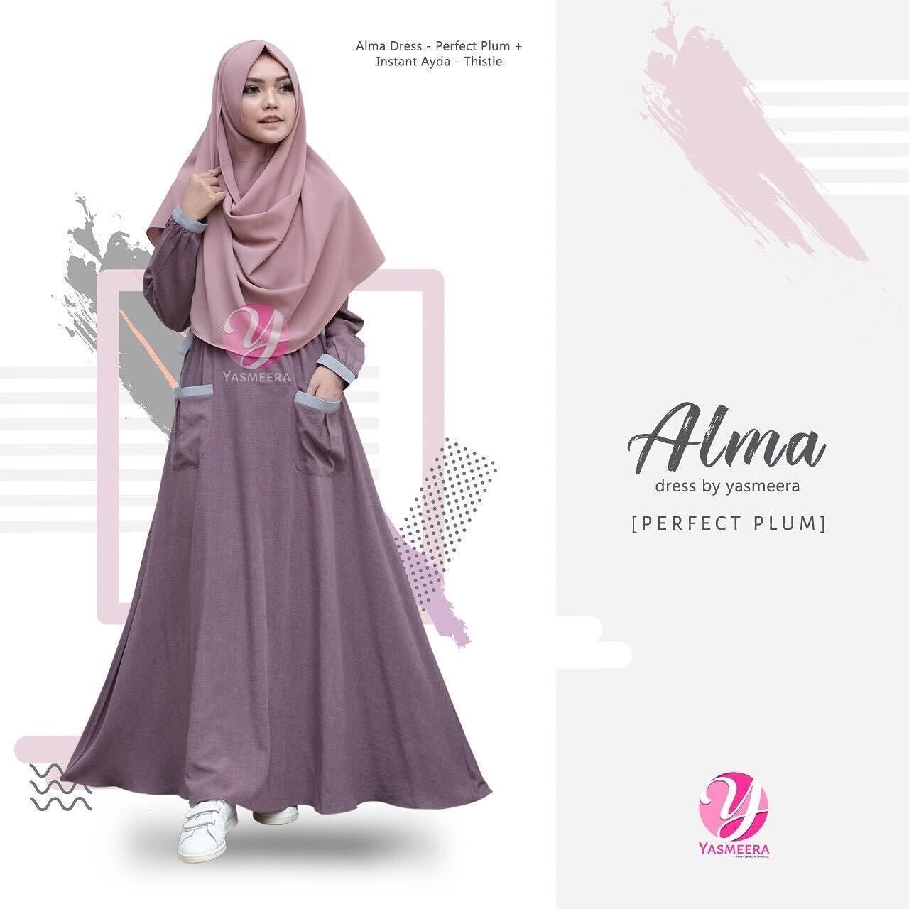Gamis Yasmeera Alma Dress Perfect Plum baju  muslim 
